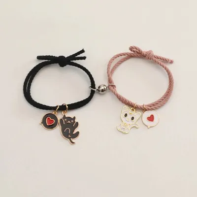 Cat Cartoon Design Paired Magnet Couple Bracelet ( 2Pc )